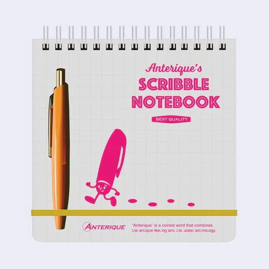 Anterique's Scribble Square Notebook w/ Pen (Gray)