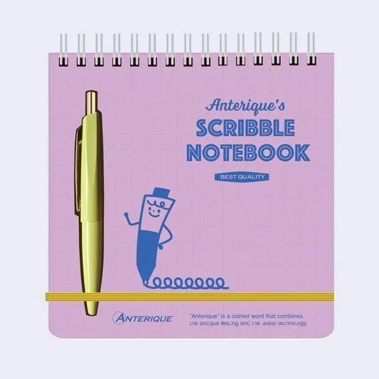 Anterique's Scribble Square Notebook w/ Pen (Violet)