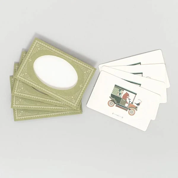 Antik Piac - Bear Driving Car Mini Greeting Card Set (Green Envelope) - Image 4