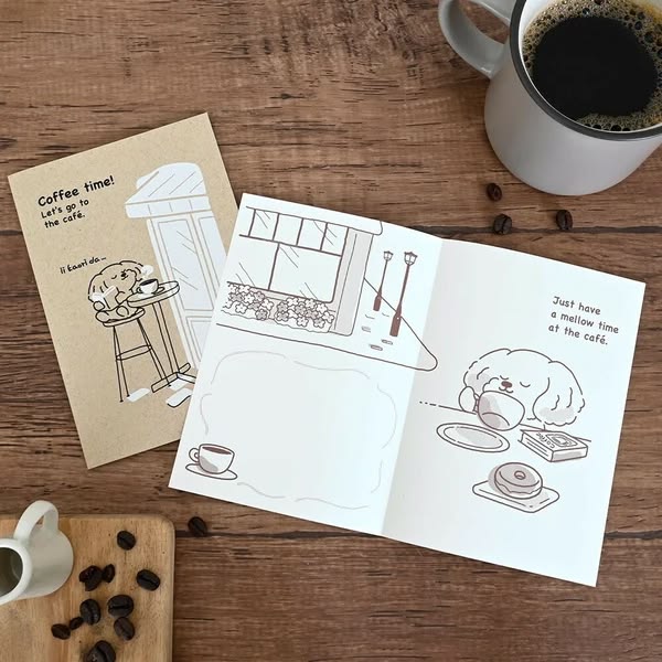 Coffee Grounds Greeting Card (Coffee Time! Cafe Dog) - Image 3