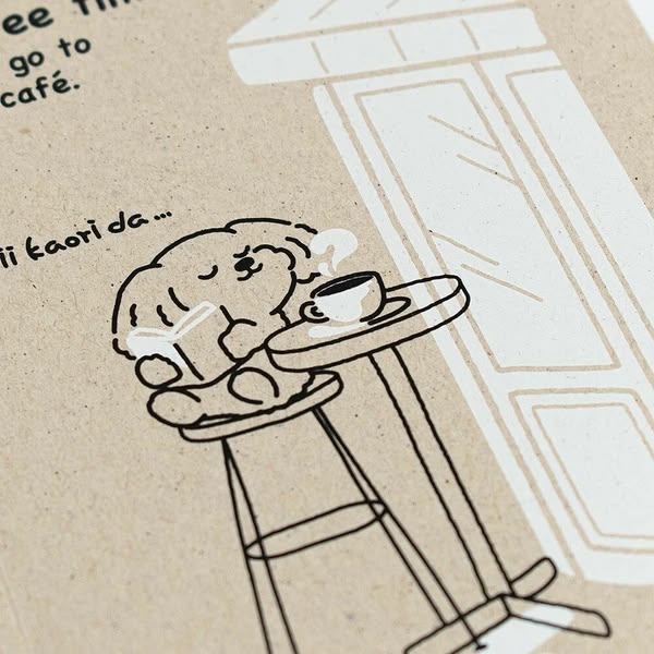 Coffee Grounds Greeting Card (Coffee Time! Cafe Dog) - Image 4