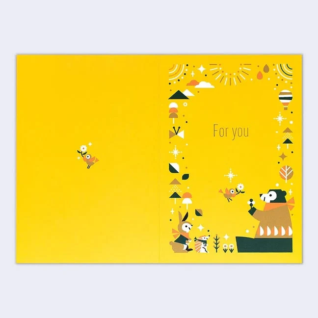 CREALD - For You Bear & Animals Greeting Card (Yellow) - Image 2