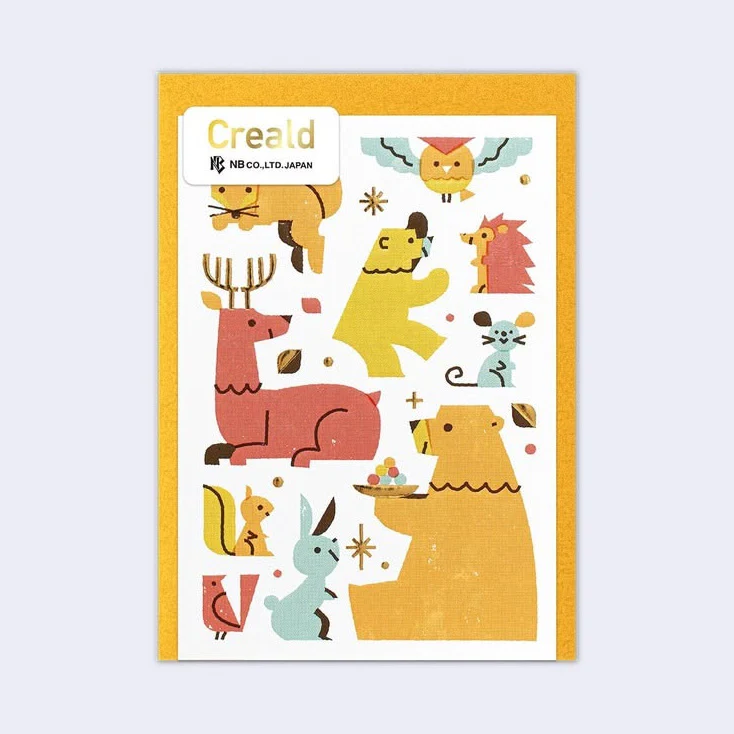 CREALD - Mini Animal Greeting Card (Yellow Envelope)