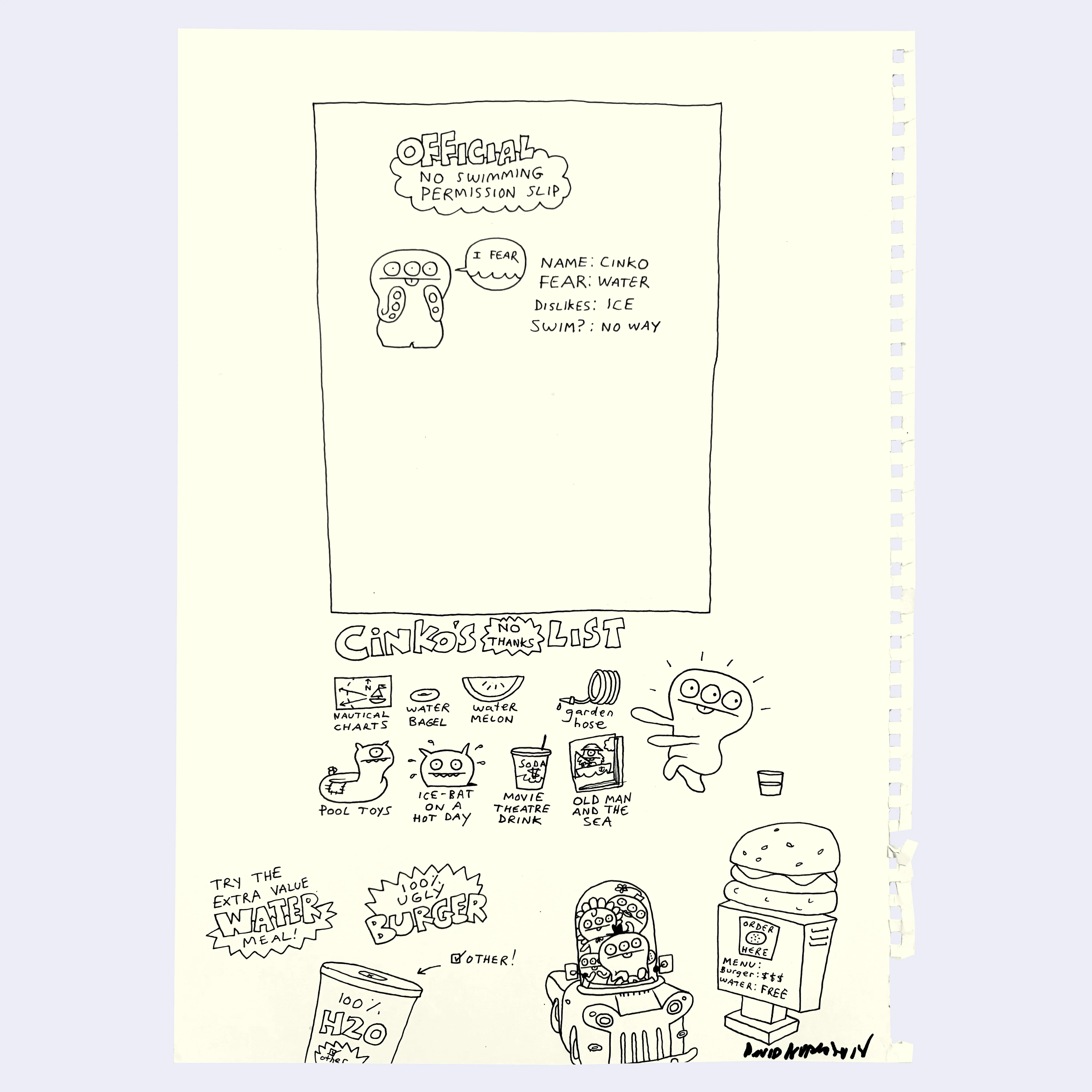 David Horvath - "Official - No Swimming" Original Drawing