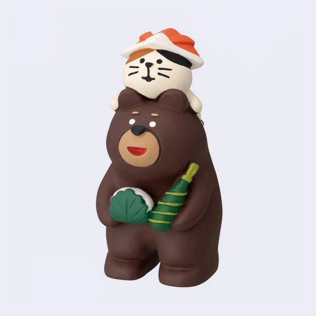 Decole - Bear w/ Cat Miniature Animal Figure