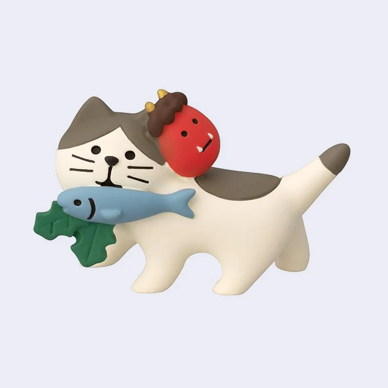 Decole - Fish + Oni Mask Cat Miniature Animal Figure