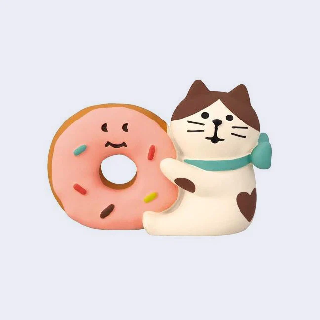 Decole - Pink Donut Cat Miniature Animal Figure