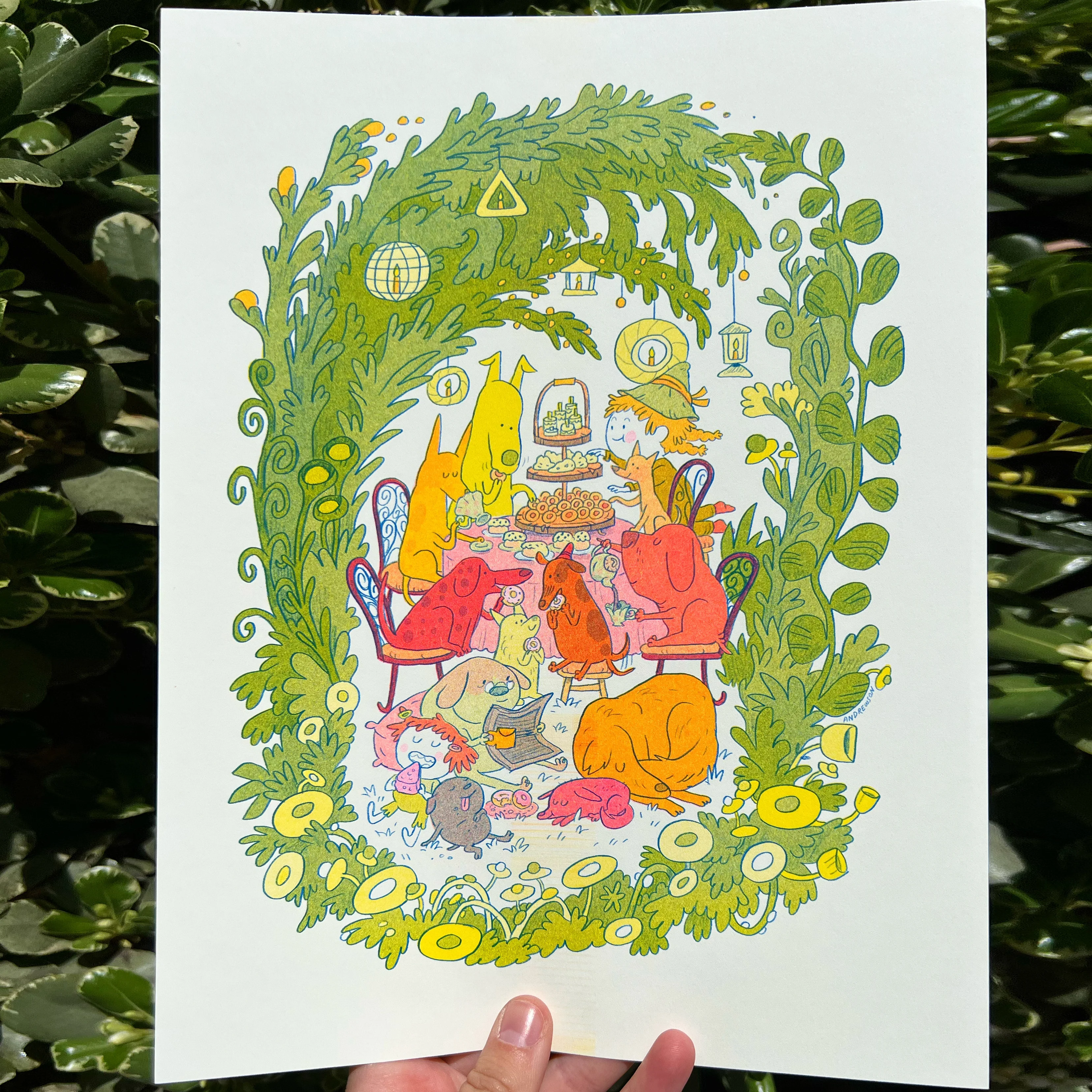 Natalie Andrewson - "Doggy Tea Party" Risograph