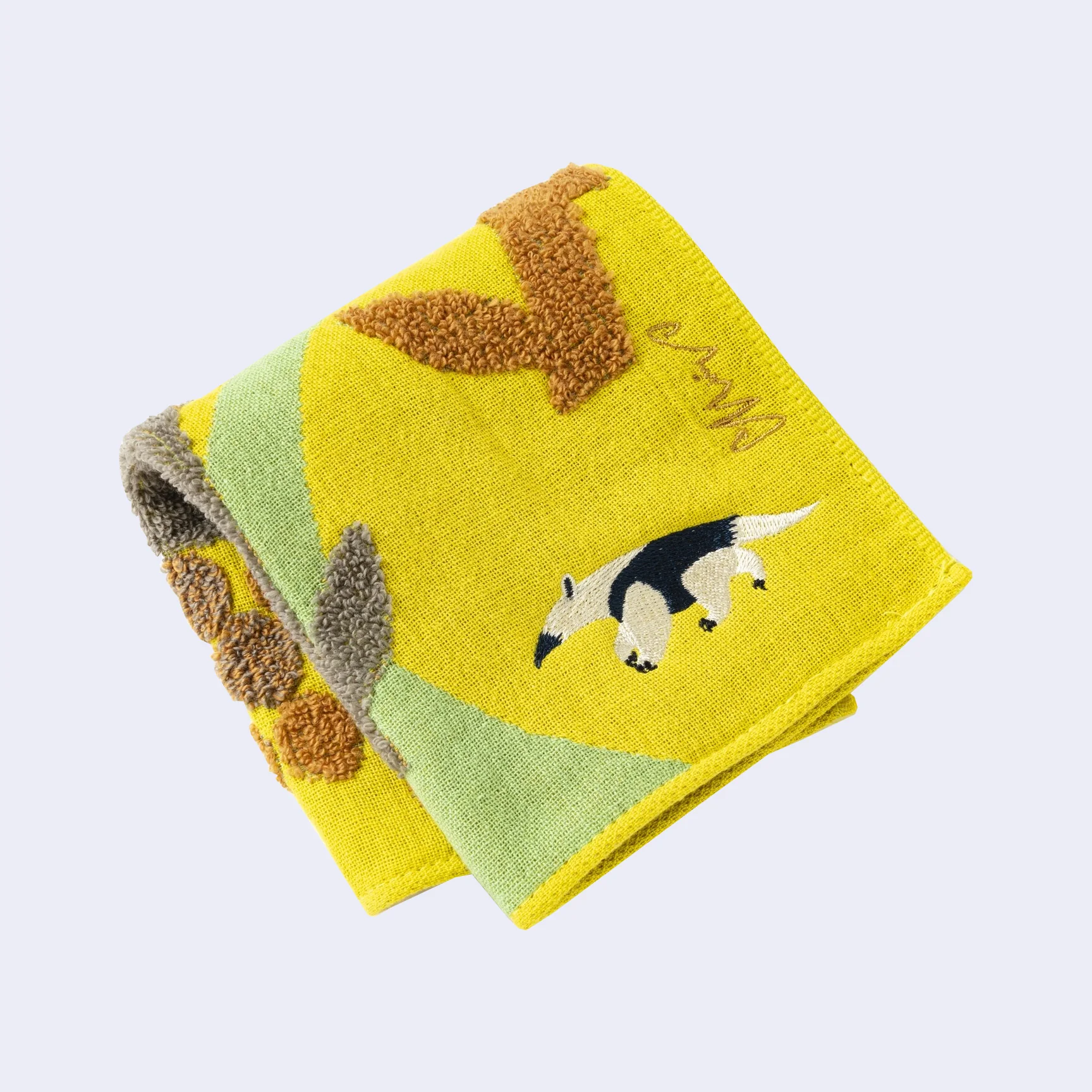 Fluffy Anteater Square Towel/Handkerchief (Yellow) - Image 2