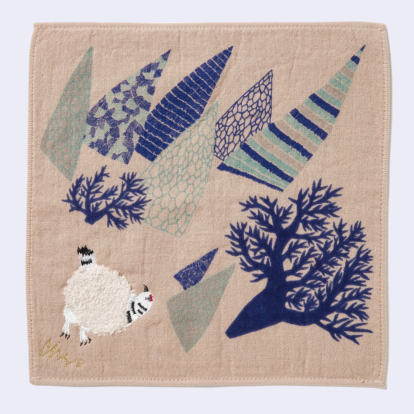 Fluffy Grouse Bird Square Towel/Handkerchief (Salmon Pink)