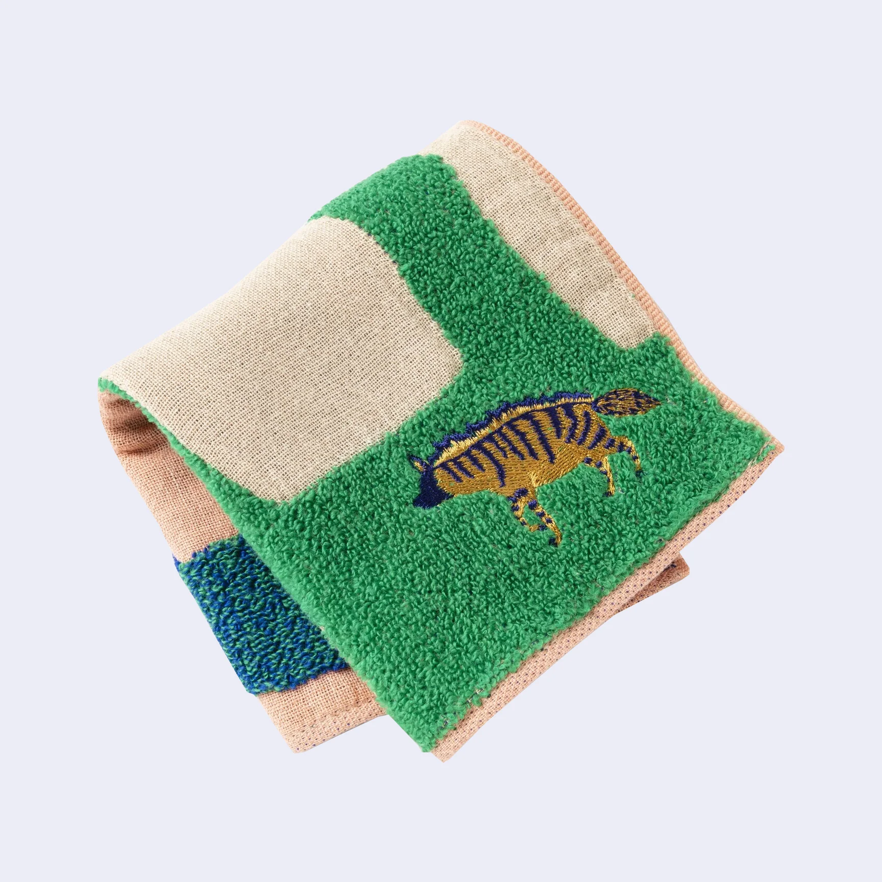 Fluffy Hyena Square Towel/Handkerchief (Pink Beige) - Image 2