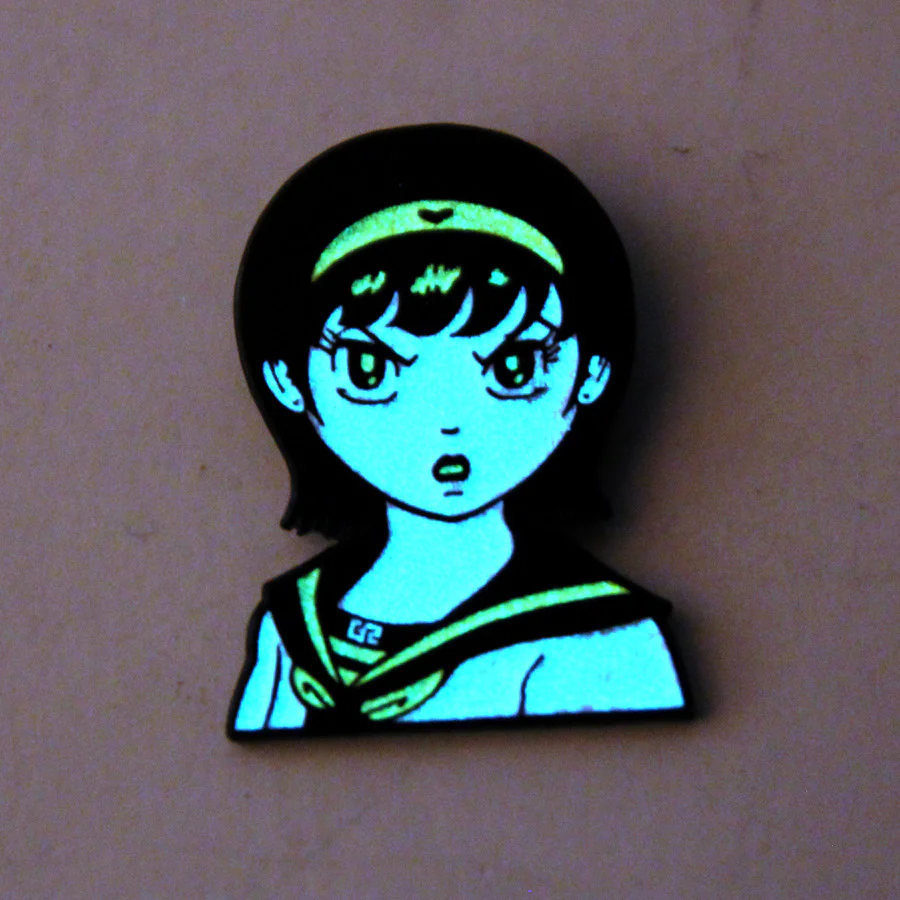 Giant Robot - Angry Girl Manga Enamel Pin (Glow-in-the-Dark) - Image 3