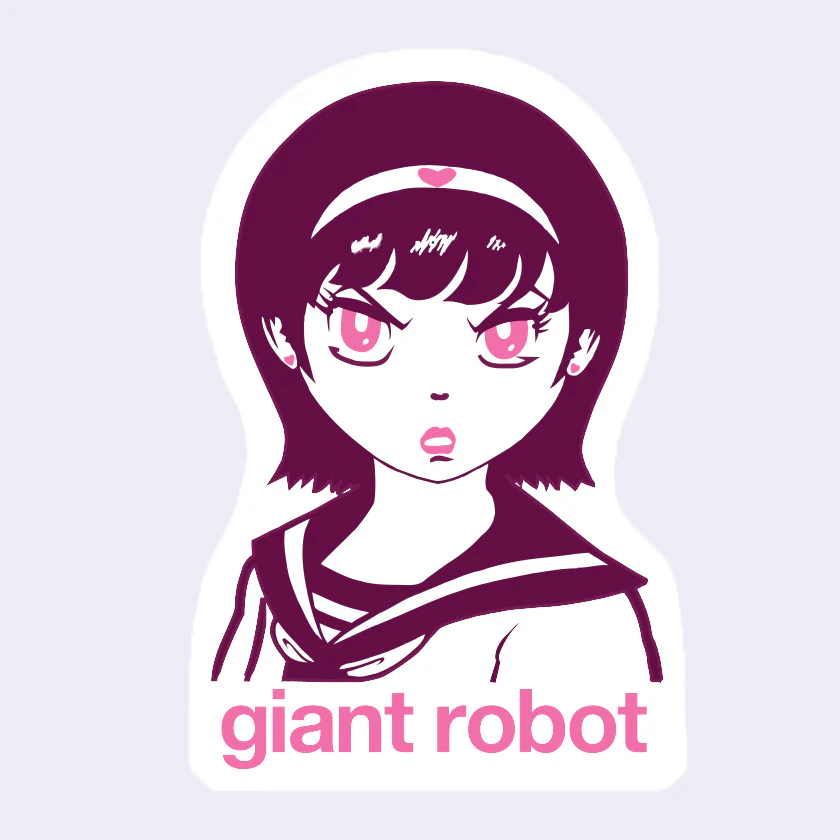 Giant Robot - Angry Manga Girl Sticker (Burgundy)