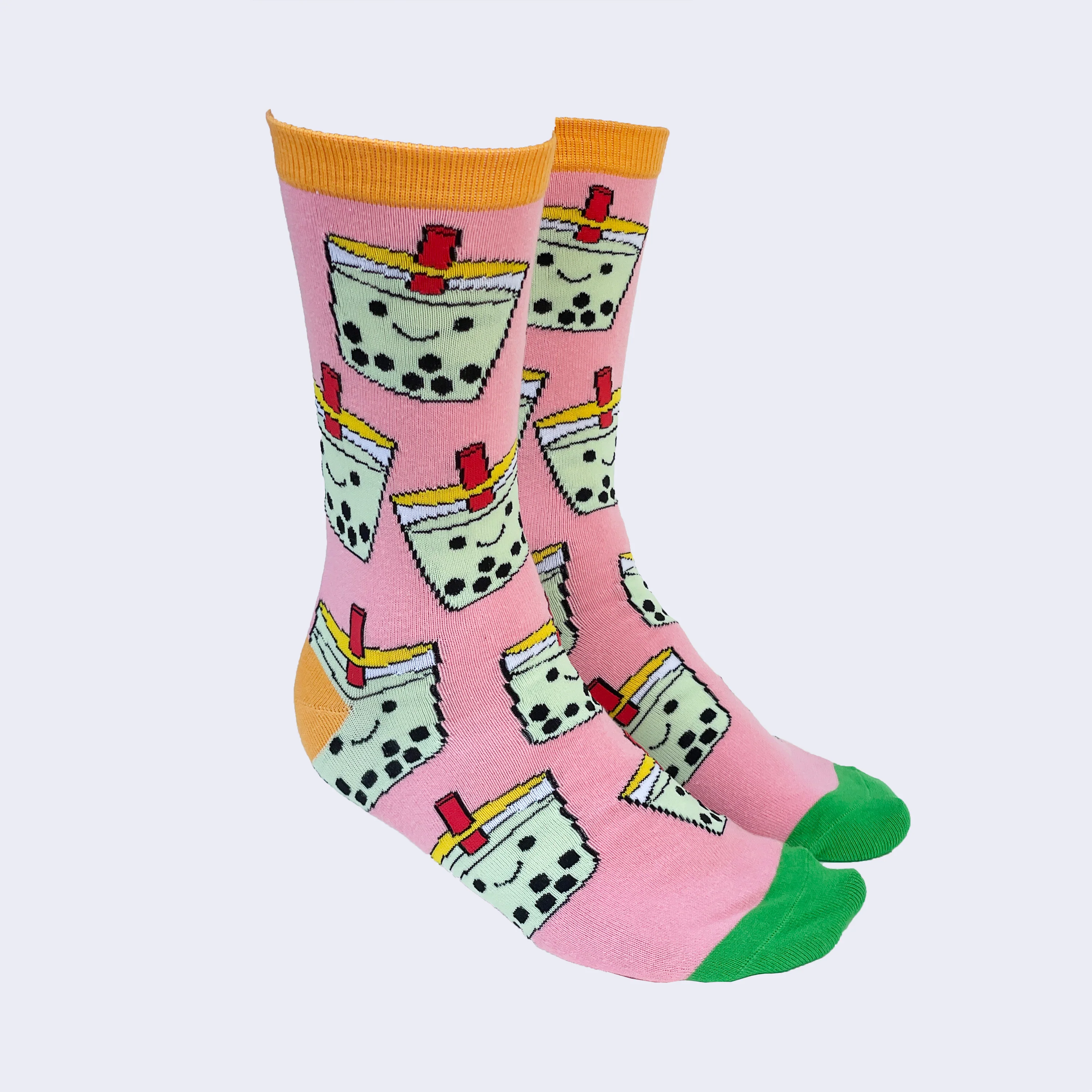 Giant Robot - Big Boba Socks - Pink w/ Green Tea Boba