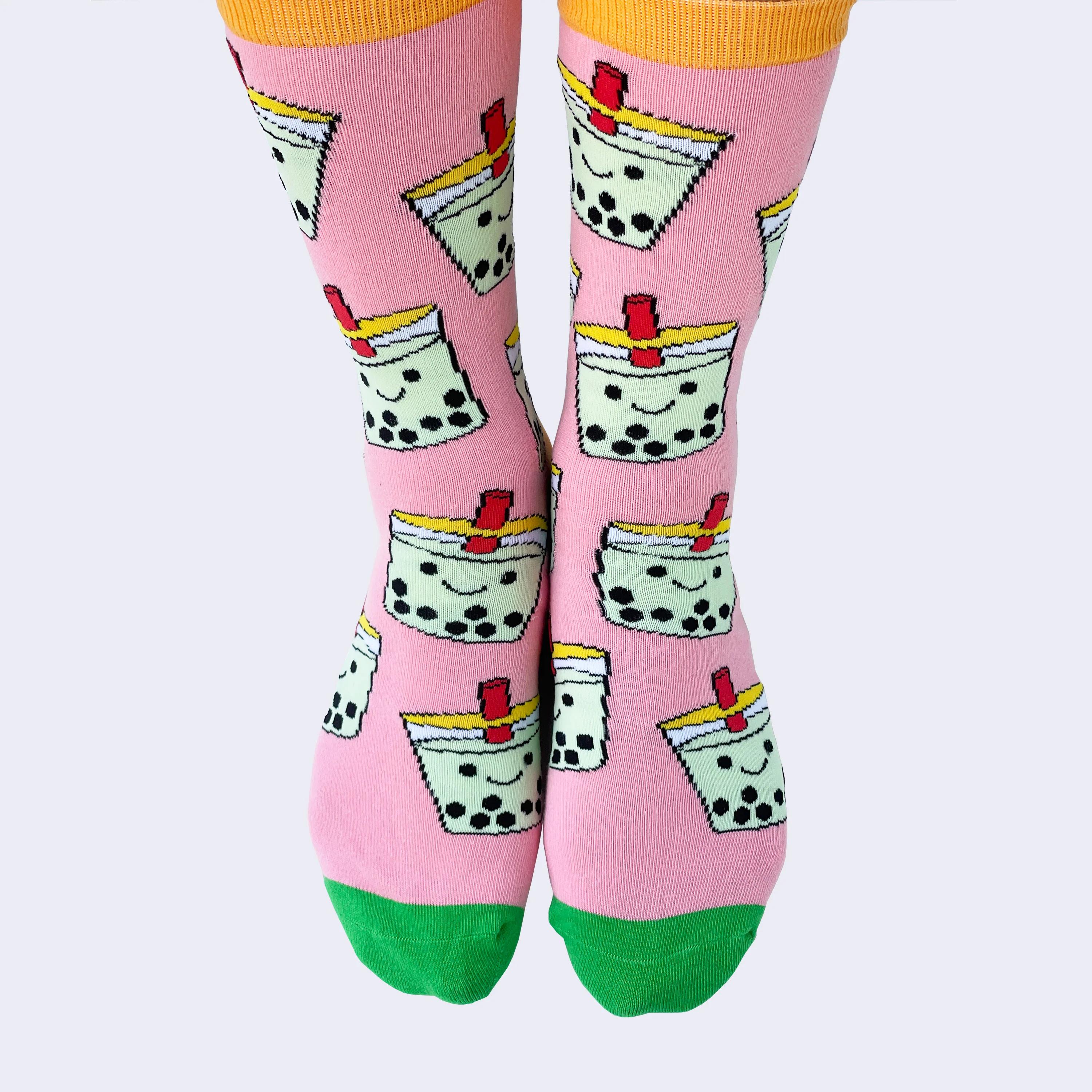Giant Robot - Big Boba Socks - Pink w/ Green Tea Boba - Image 3