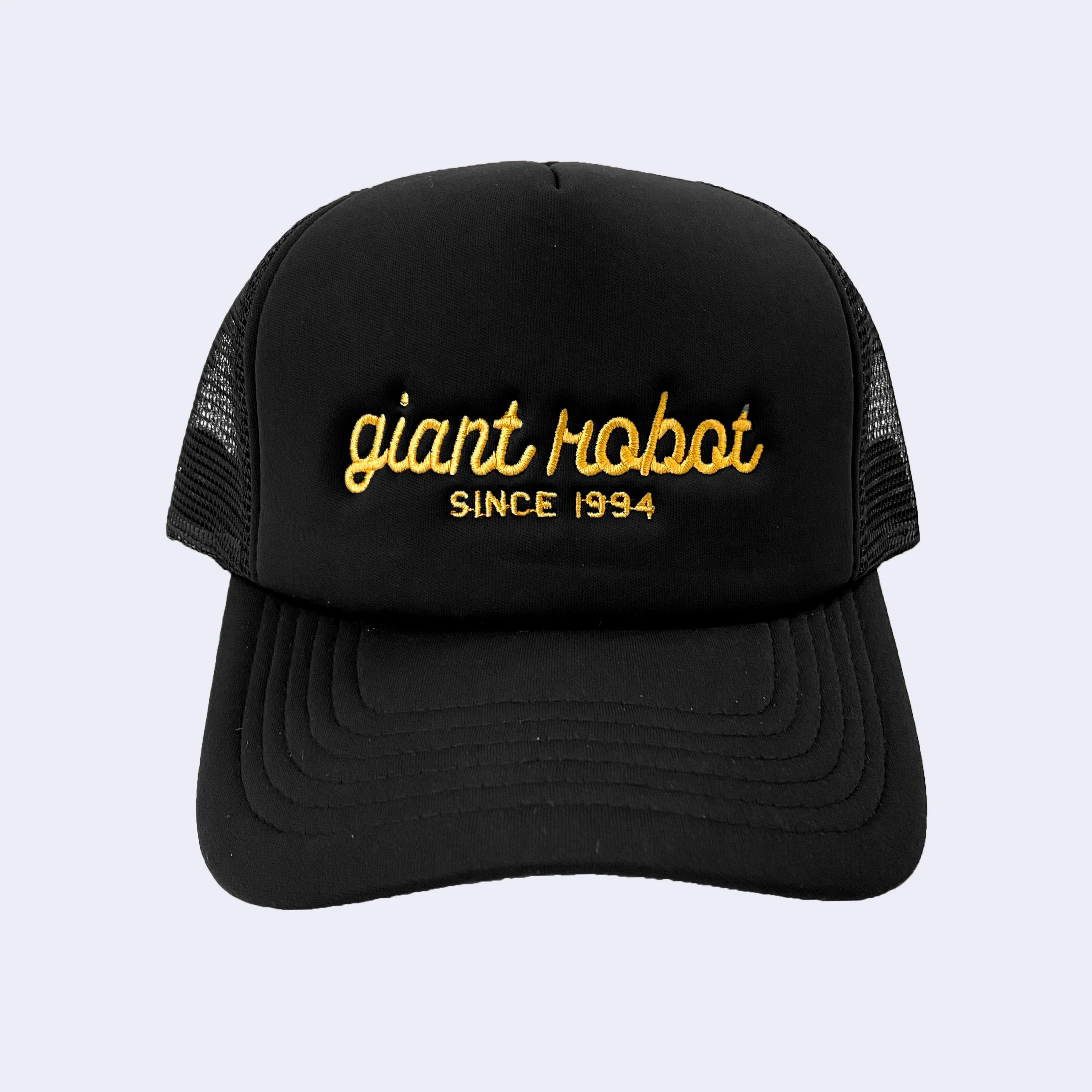 Giant Robot - Cursive Mesh Hat (Black w/ Yellow) - Image 3