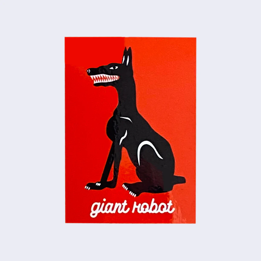Giant Robot -  Dobermann Dog Sticker (Black on Red)
