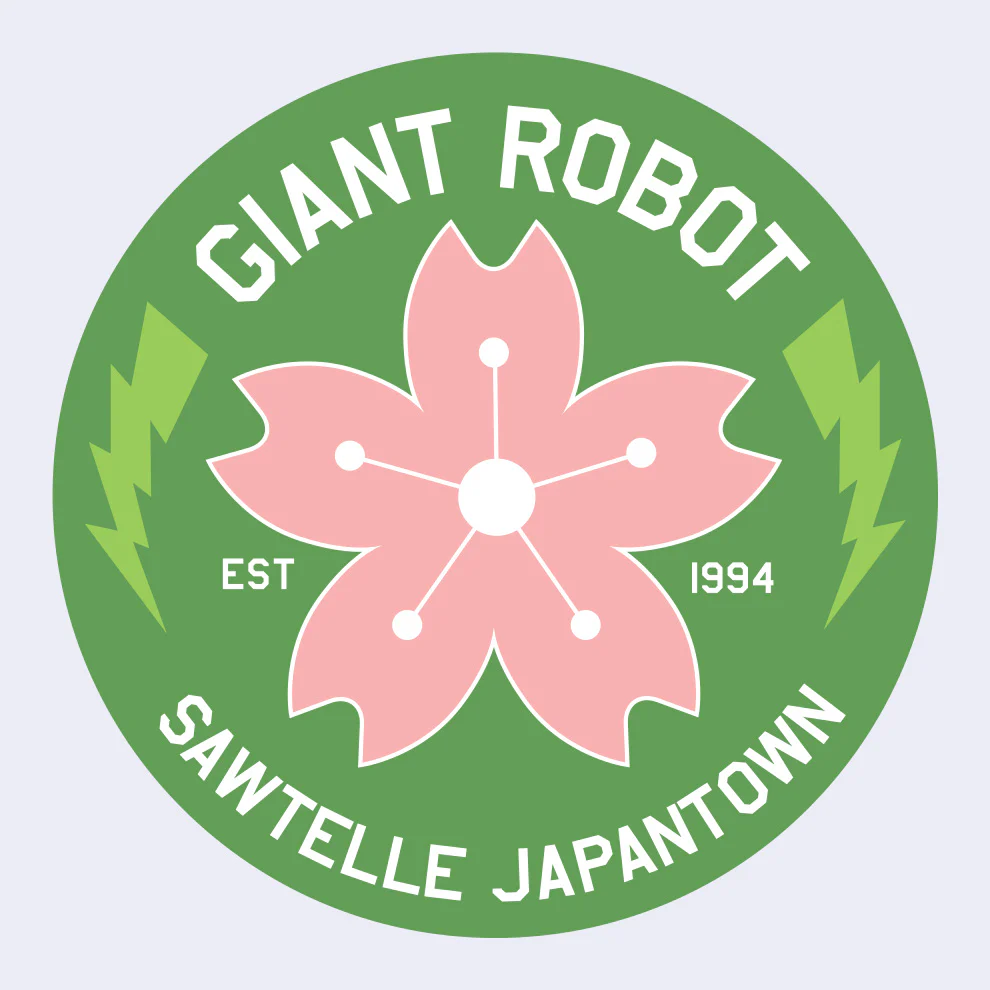 Giant Robot - Green Circle Logo (w/ Cherry Blossom) Sticker