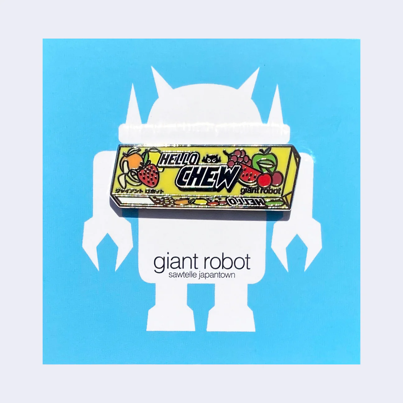 Giant Robot - Hello Chew Hi-Chew Candy Enamel Pin (Yellow) - Image 2