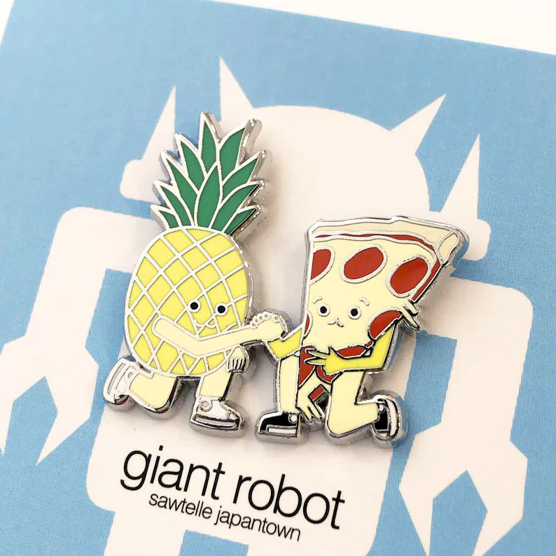 Giant Robot - Pineapple and Pizza Friends Forever Enamel Pin - Image 2