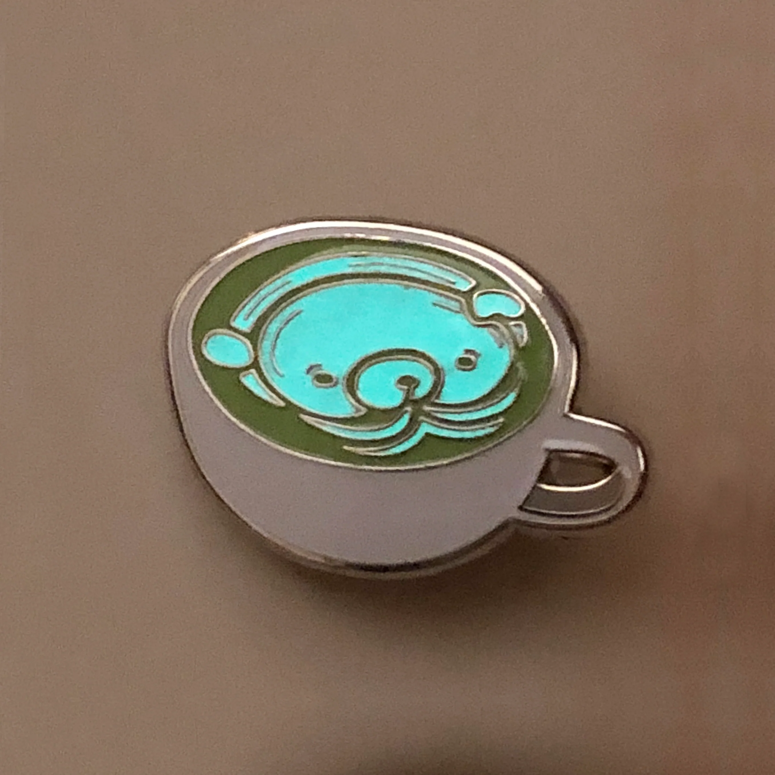 Giant Robot - Matcha Green Tea Latte Enamel Pin (Glow-in-the-Dark) - Image 2