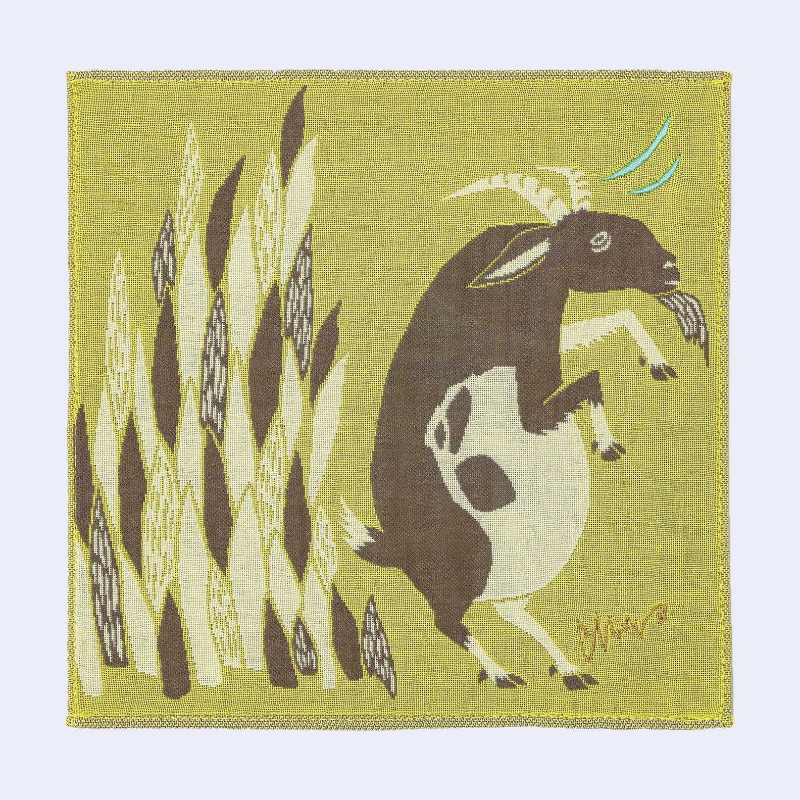 Goat Square Handkerchief (Green)