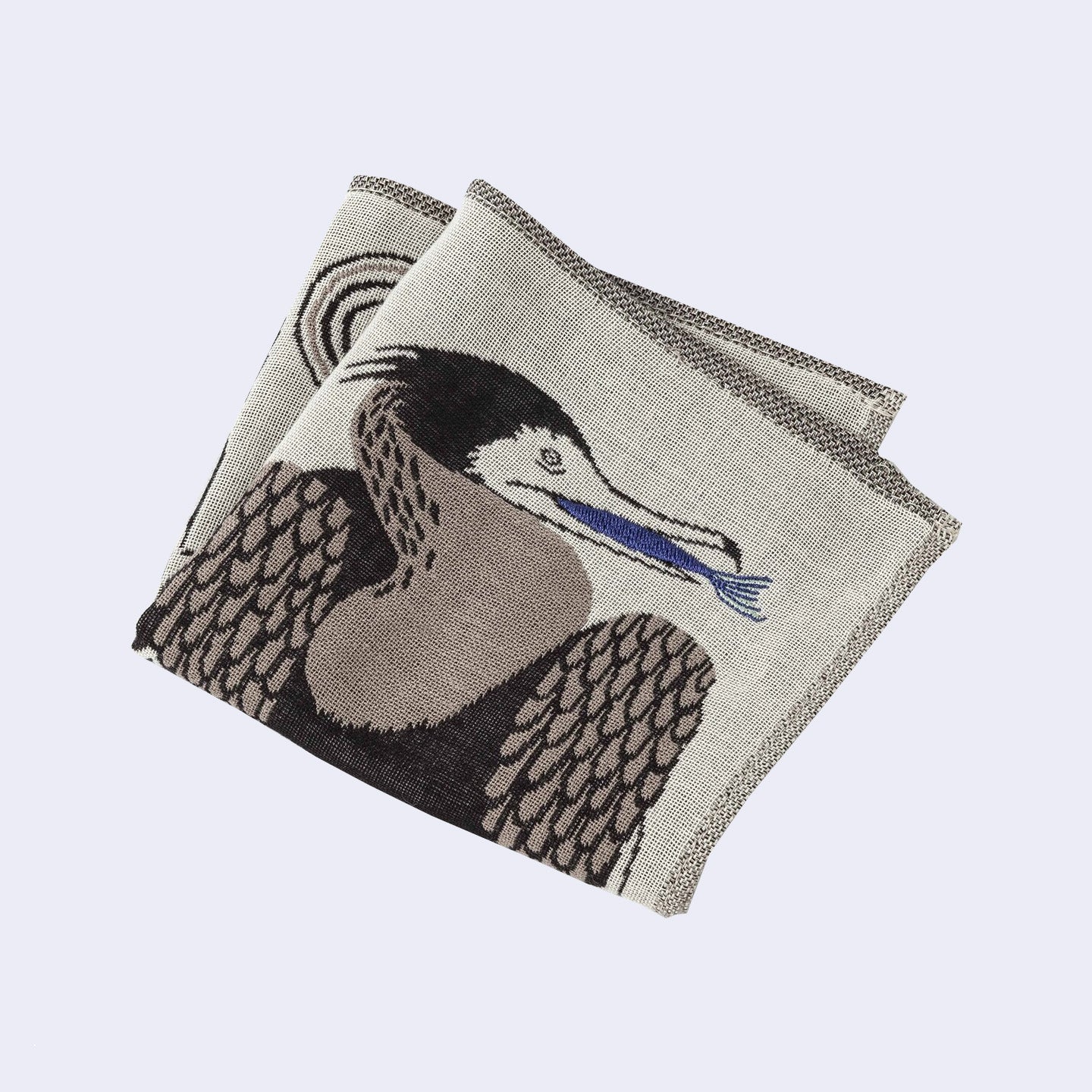 Heron w/ Fish Square Handkerchief (Beige) - Image 2