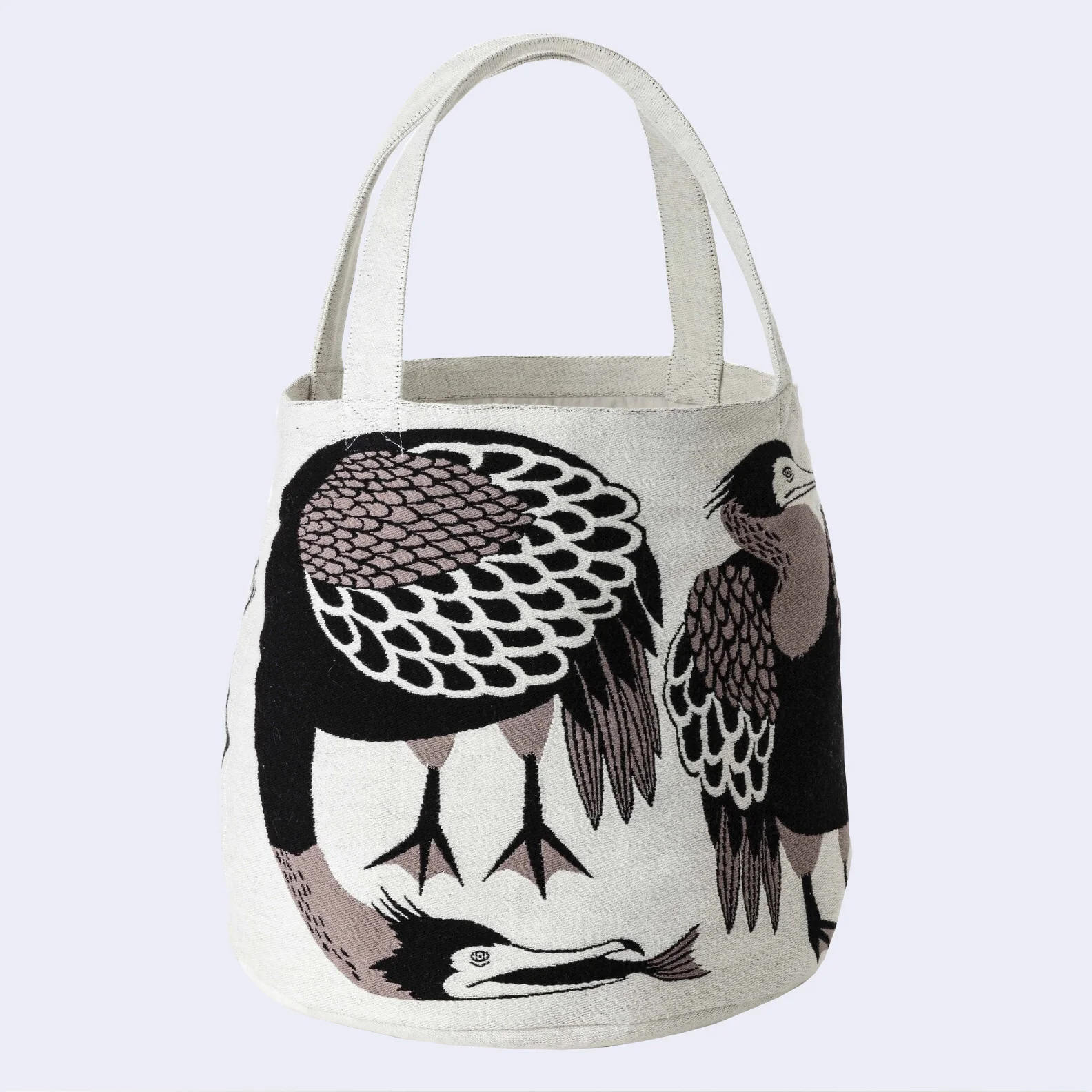 Heron w/ Fish Tote Bag (Beige) - Image 2