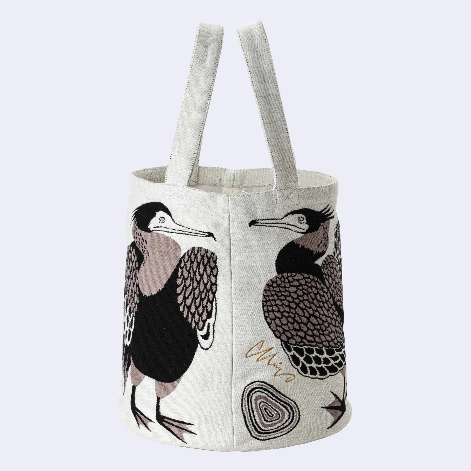 Heron w/ Fish Tote Bag (Beige) - Image 3