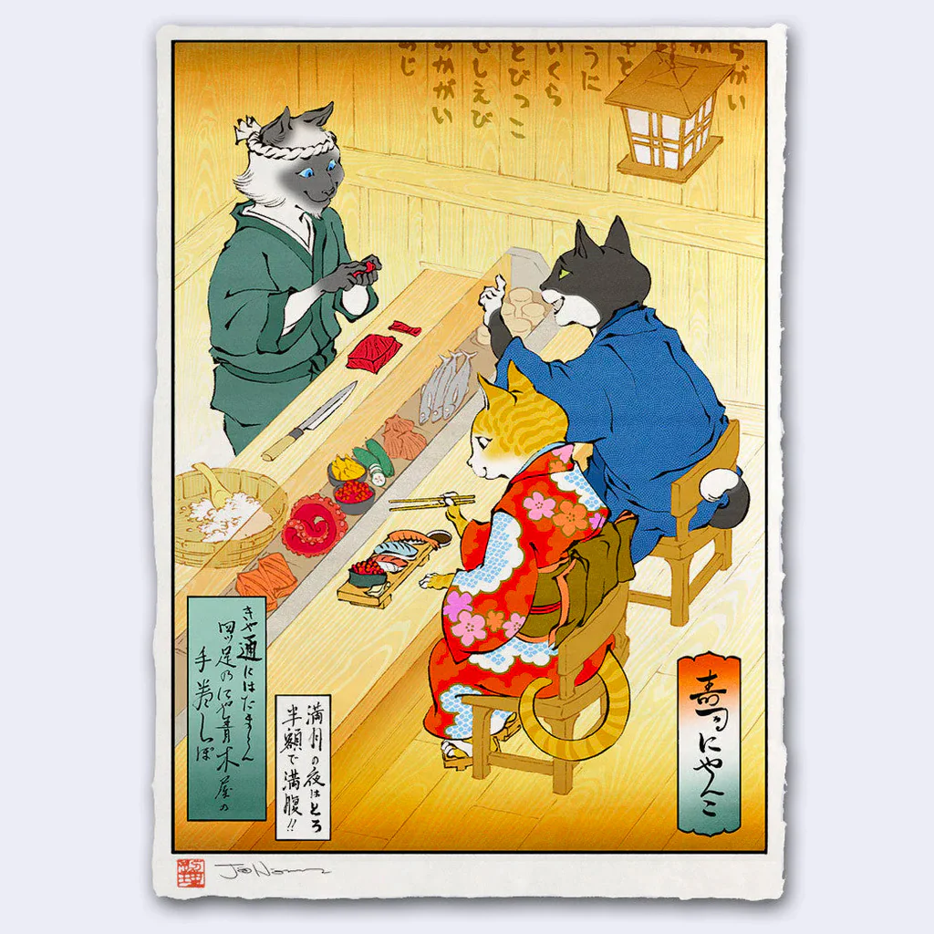 Jed Henry - Sushi Cats Giclee Print