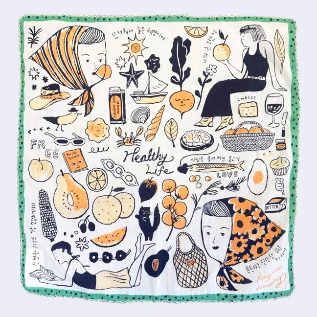 Kilki - Healthy Life Cotton Handkerchief/Bandana (Green)