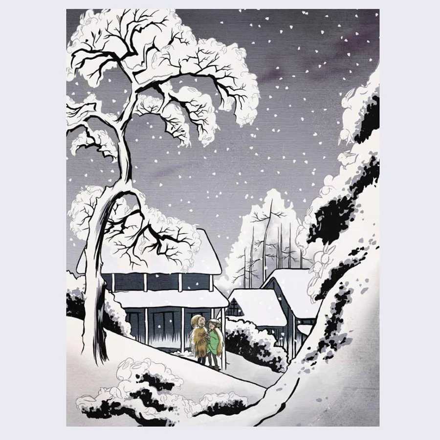 Kozyndan - Gray Hares (Winter Bunnies) Print