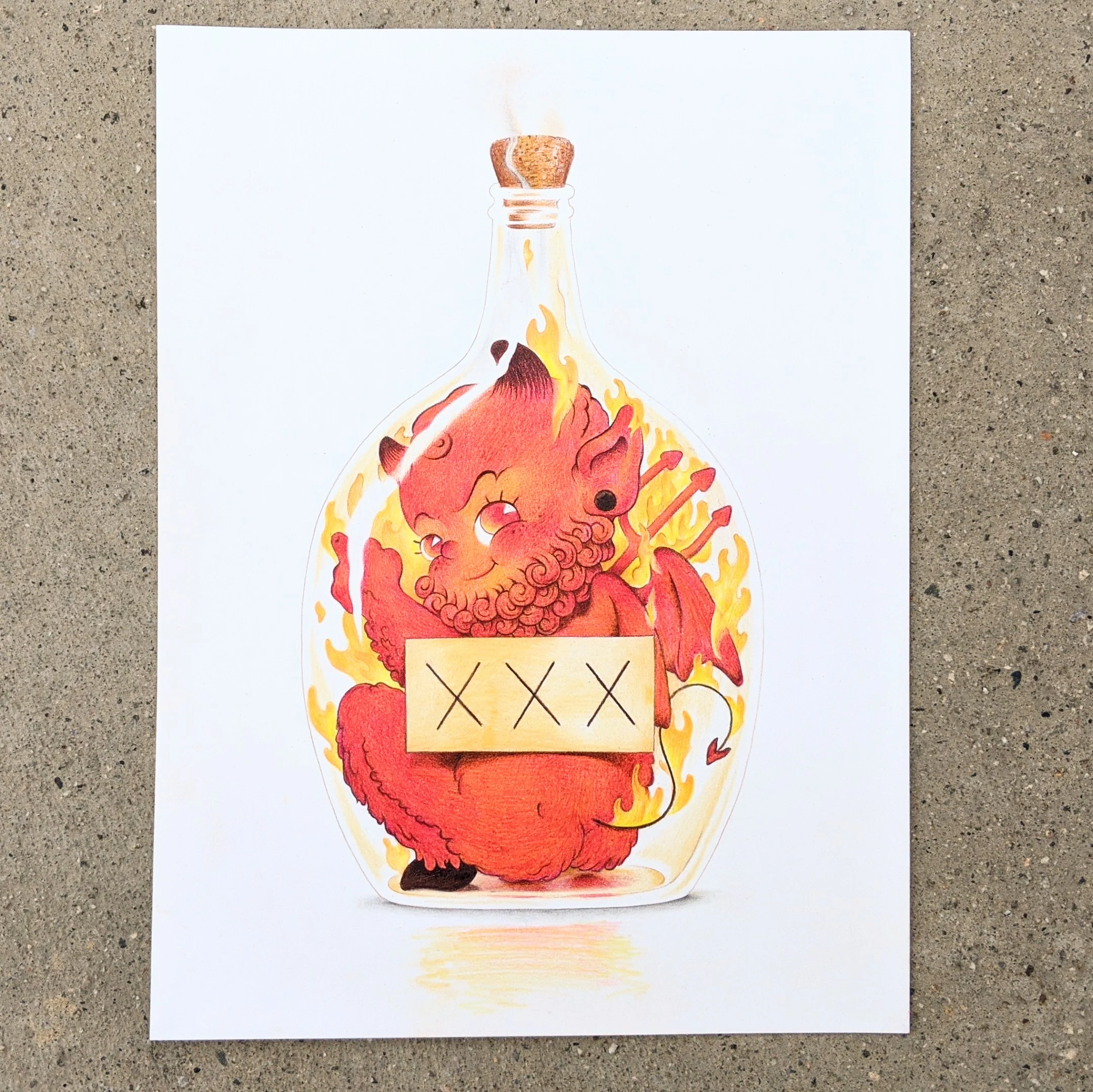 Little Devils Show - #101 - Cassia Lupo - "Devil Kewpie in a Bottle of Hooch" - Image 2