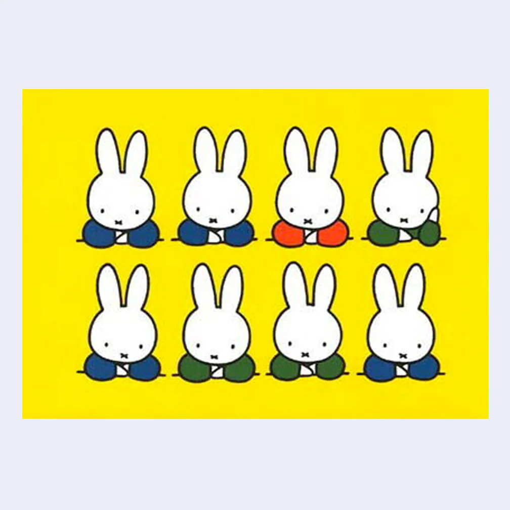 Miffy Postcard - Friends All Together (Yellow)