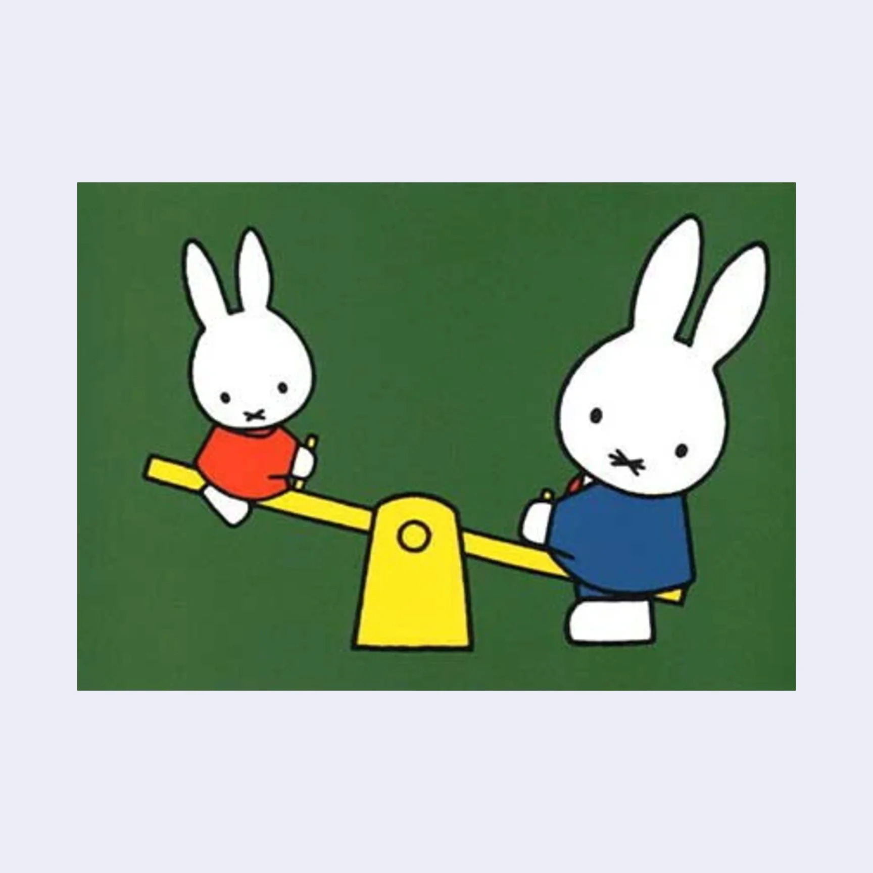 Miffy Postcard - Seesaw with Dad (Green)
