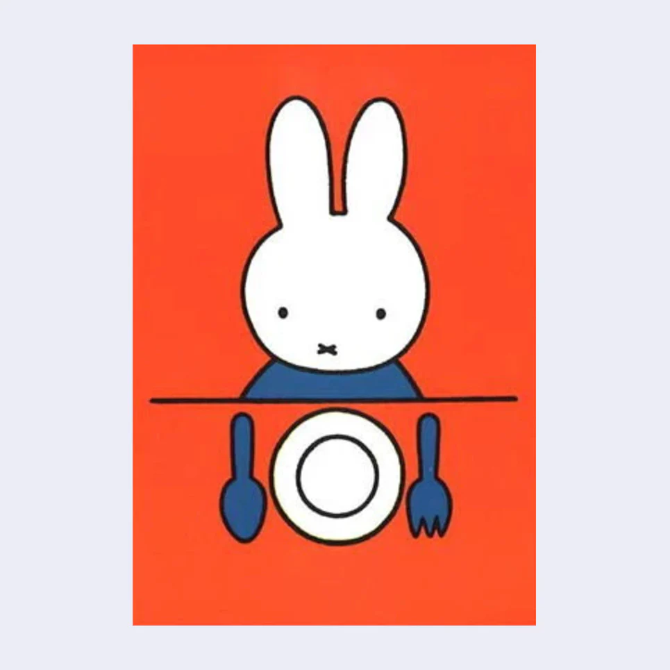 Miffy Postcard - Waiting for Dinner (Orange)