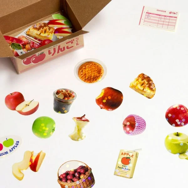 Miniature Shipping Box Flake Sticker Set - Apple - Image 2