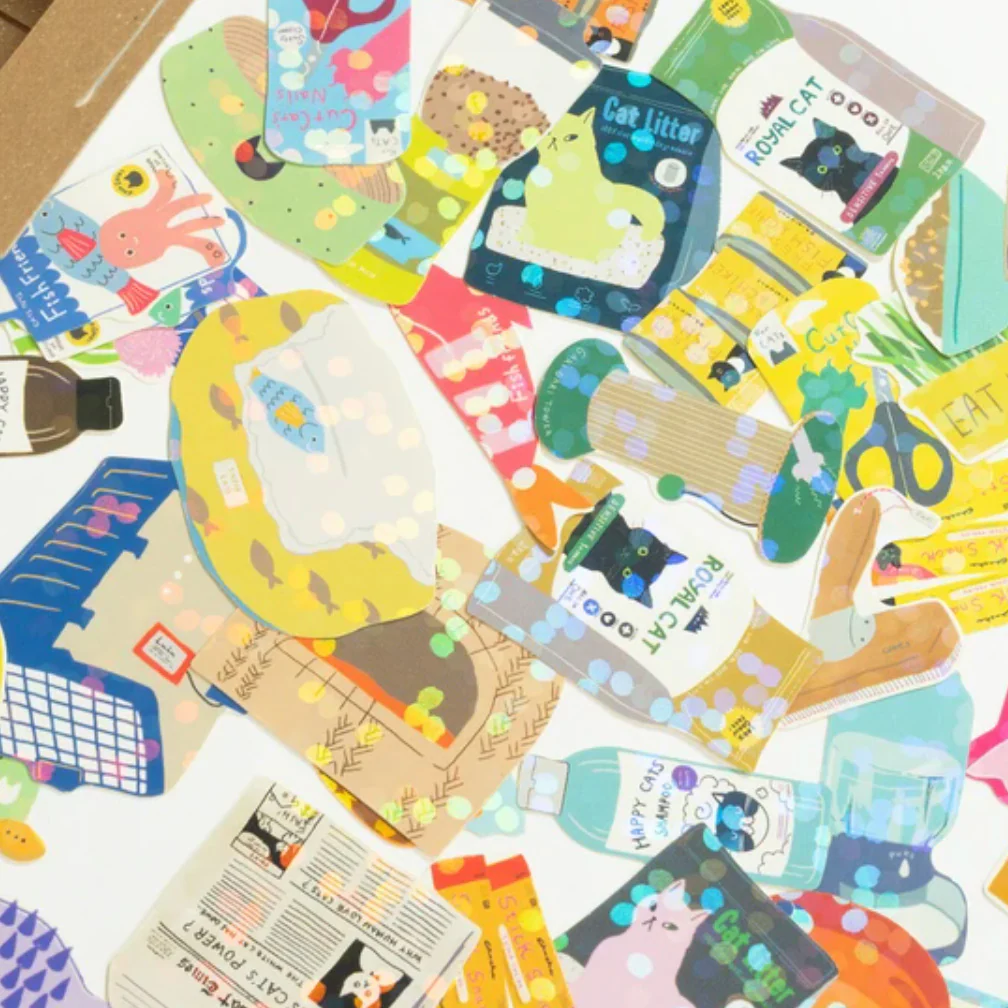 Miniature Shipping Box Flake Sticker Set - Cat Supply - Image 4