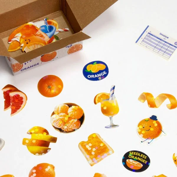 Miniature Shipping Box Flake Sticker Set - Mister Citrus Orange - Image 2