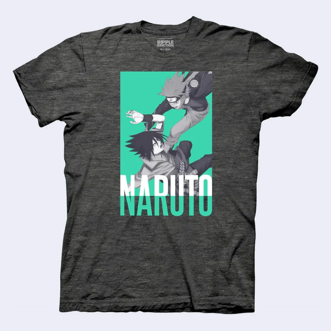 Naruto Shippuden - Naruto vs Sasuke T-Shirt (Heather Gray)