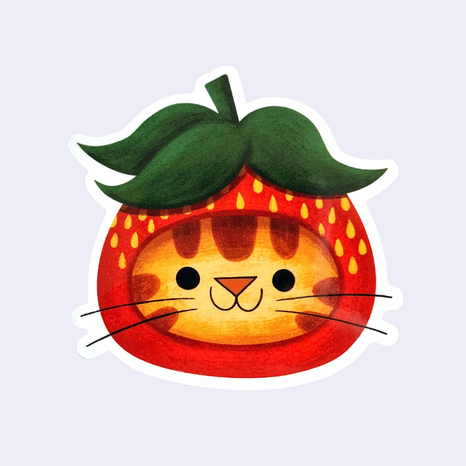 Nellie Le - "Strawberry Hat" Orange Tabby Cat Sticker