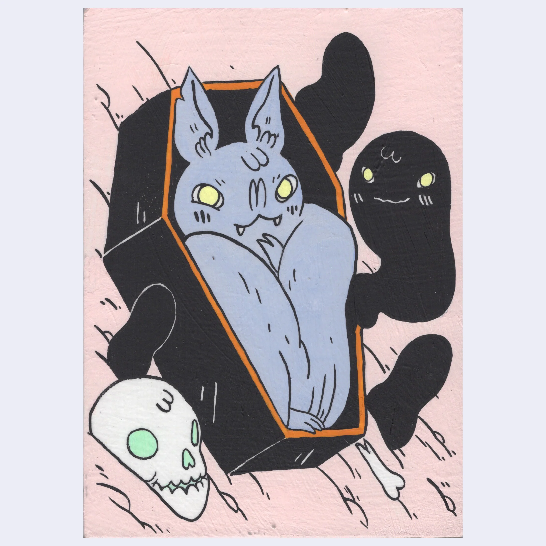 Odd Folk & Fables - Deth P. Sun - "Bat Sharing Coffin with Ghost (There’s also a Skull)"