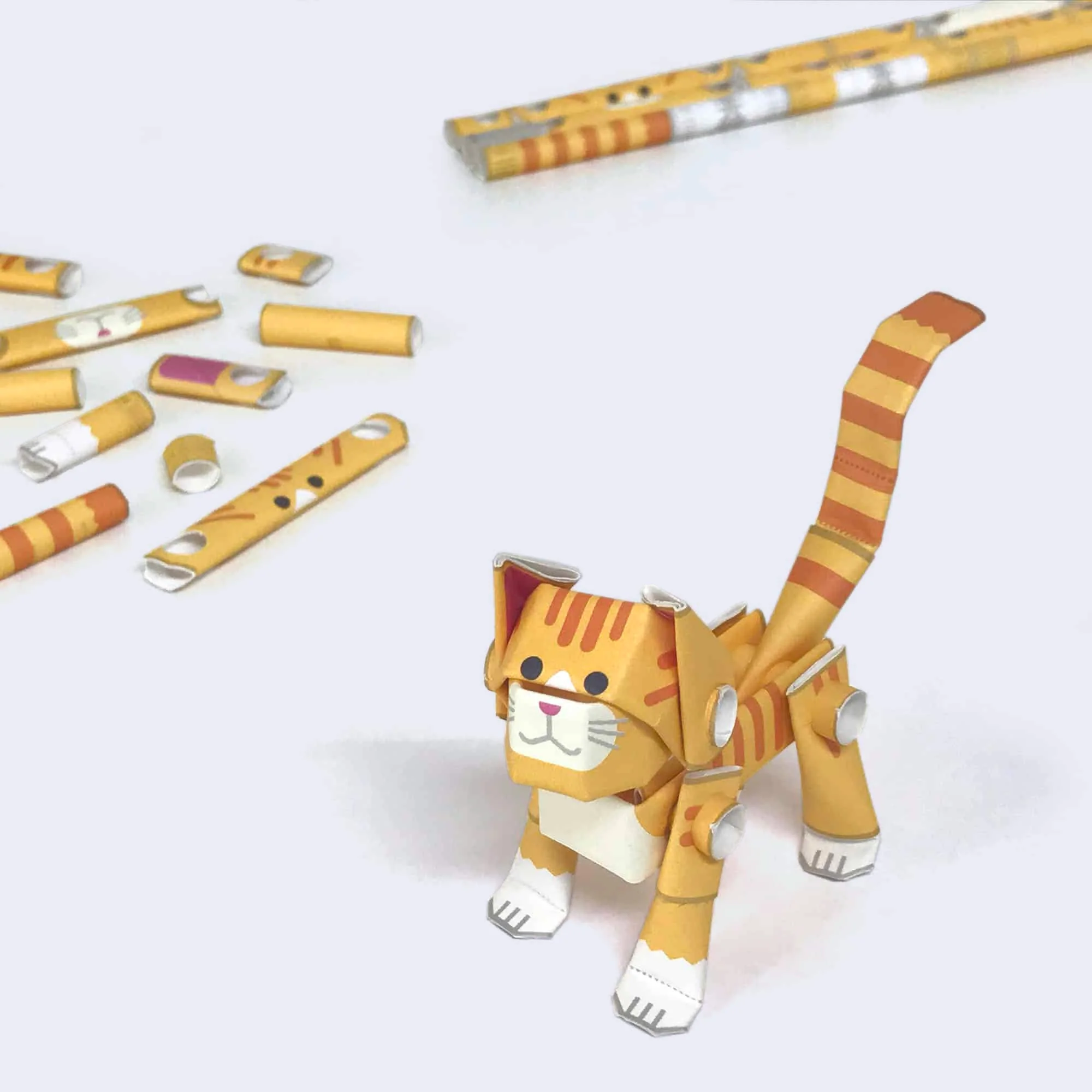Piperoid - Paper Pipe Animal Figure (Orange Tabby) Cat - Image 4