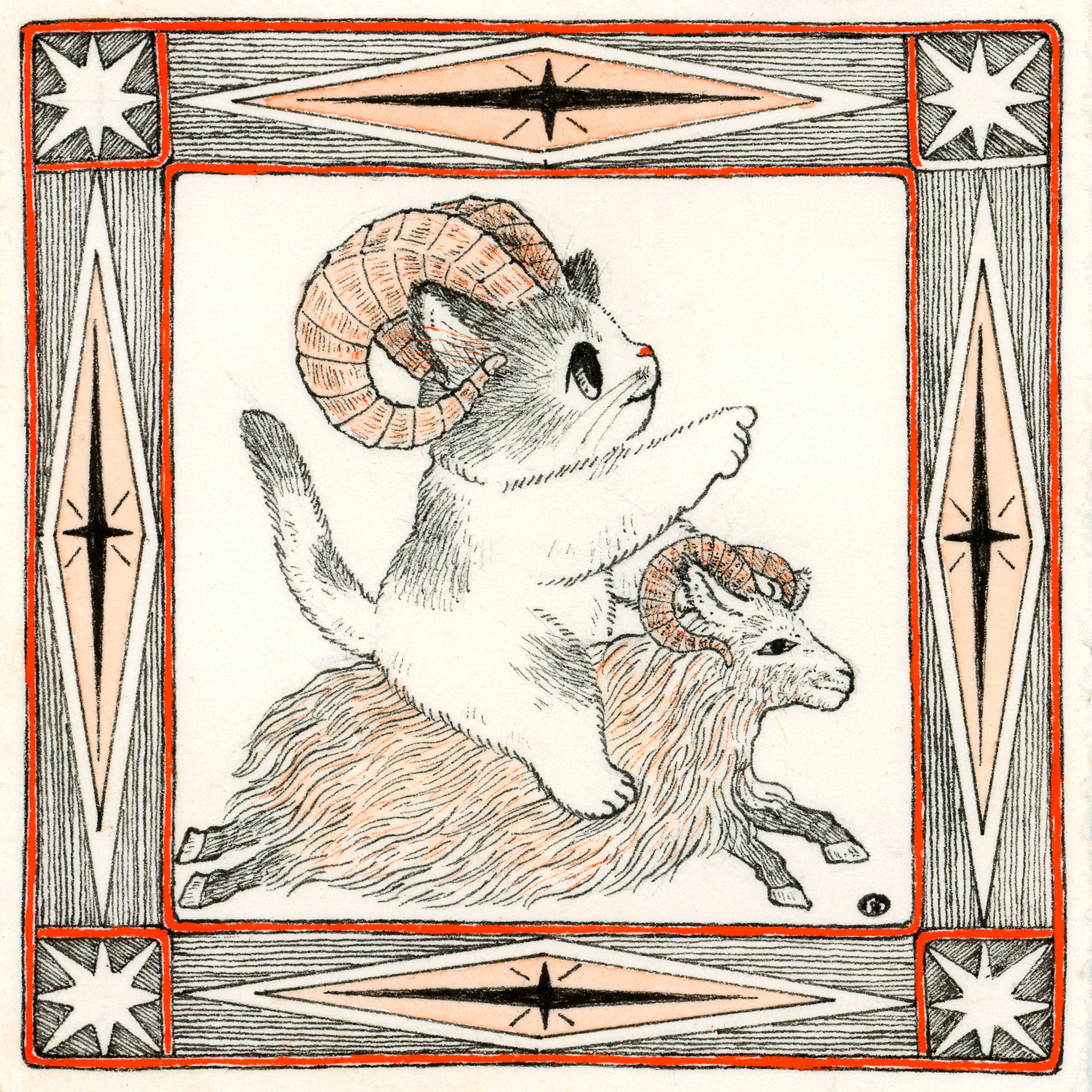 Po Yan Leung - "Aries" Zodiac Square Sticker