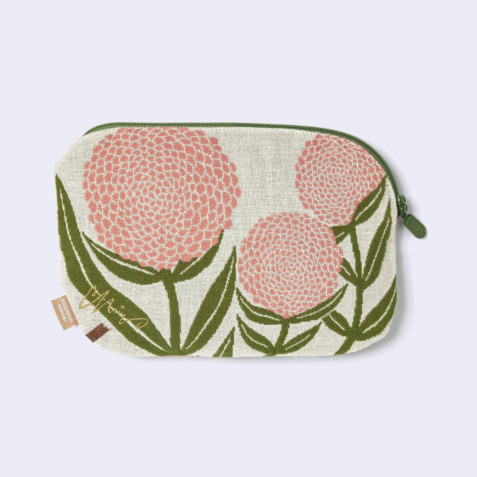 Praying Mantis and Flowers Zip Pouch/Bag (Beige) - Image 2