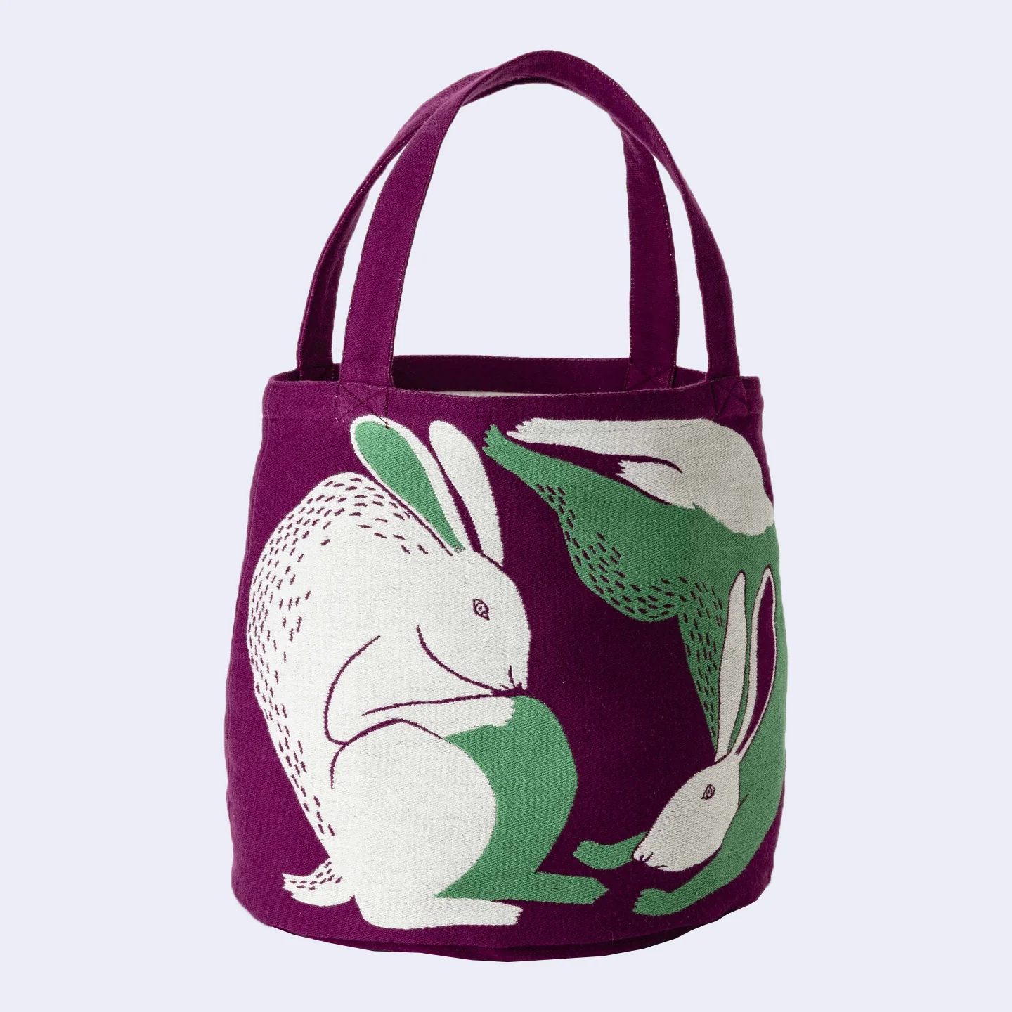 Rabbit and Plants Tote Bag (Purple) - Image 2