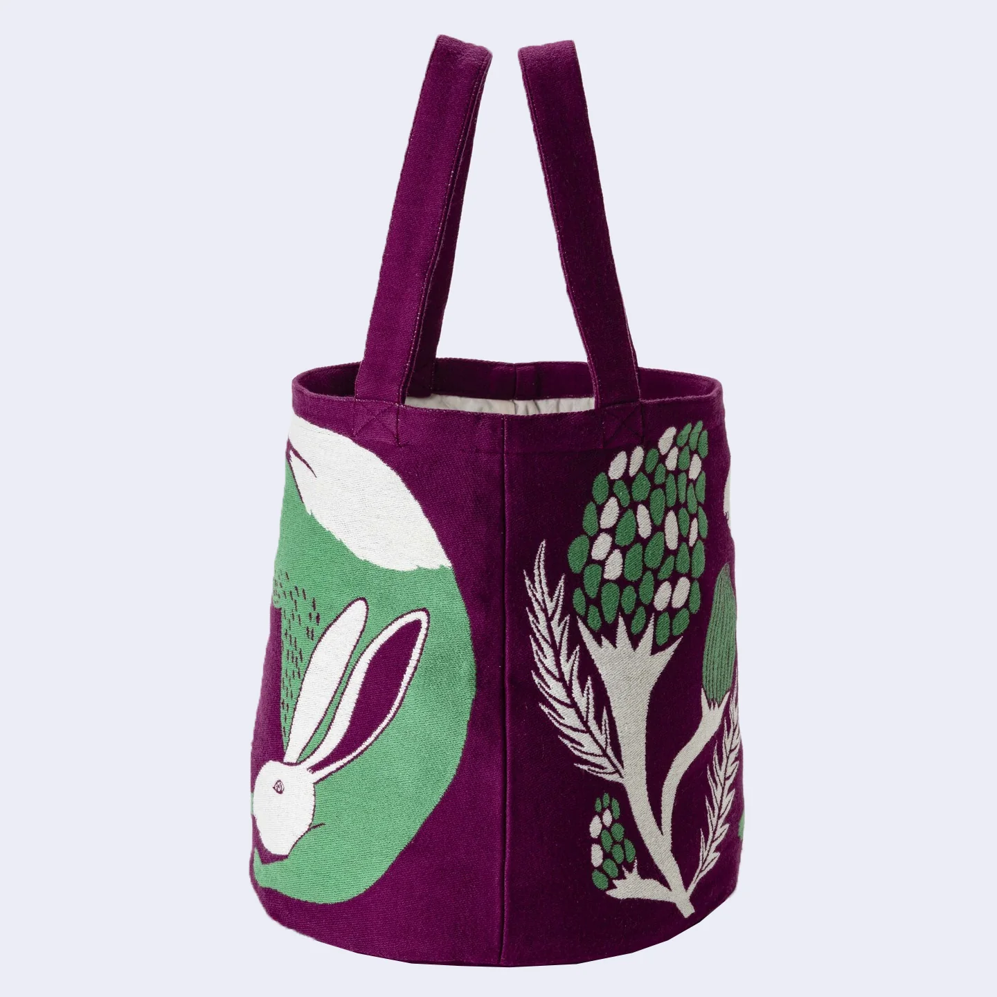 Rabbit and Plants Tote Bag (Purple) - Image 3