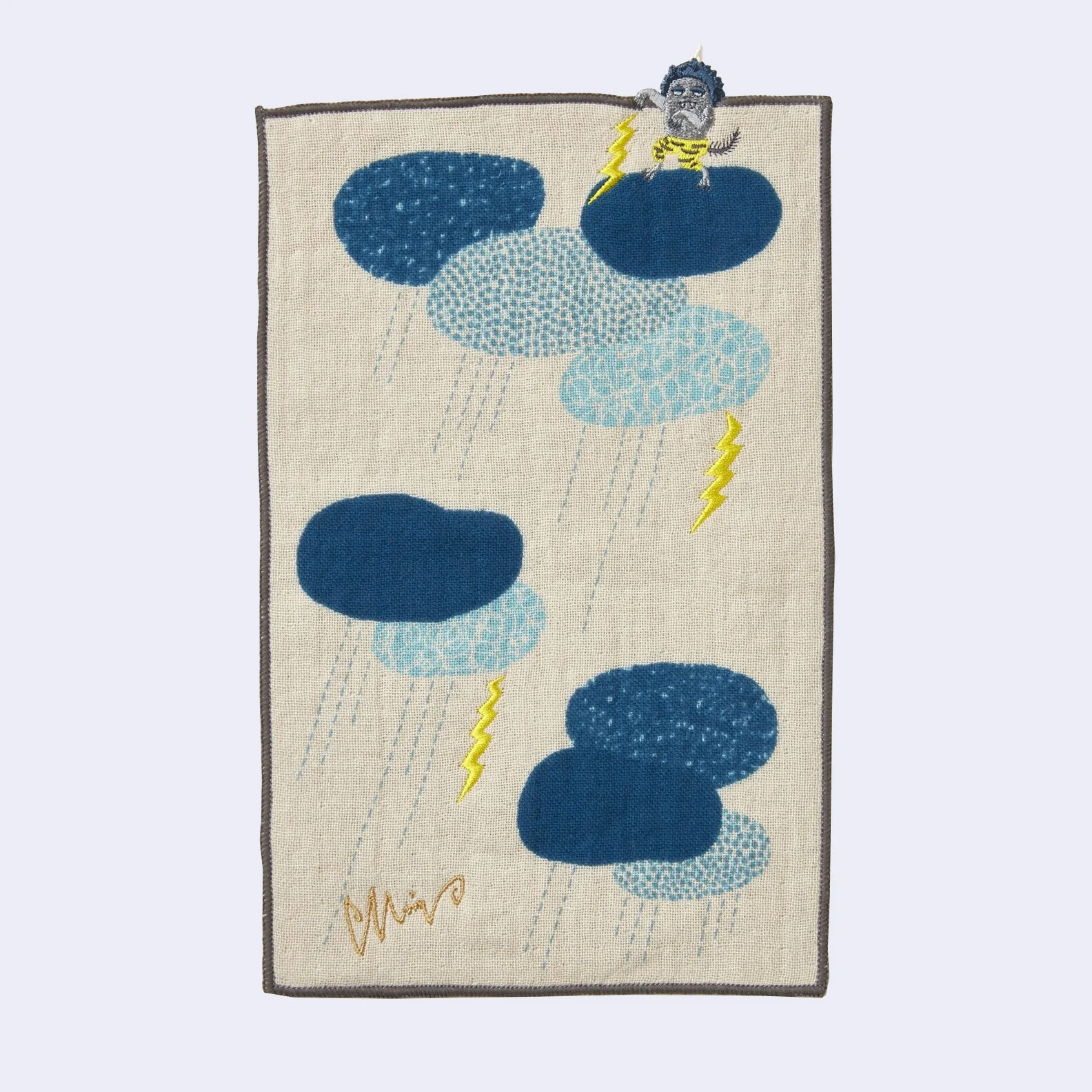 Kaminari-sama/Raijin (Thunder God) Embroidered Handkerchief Towel
