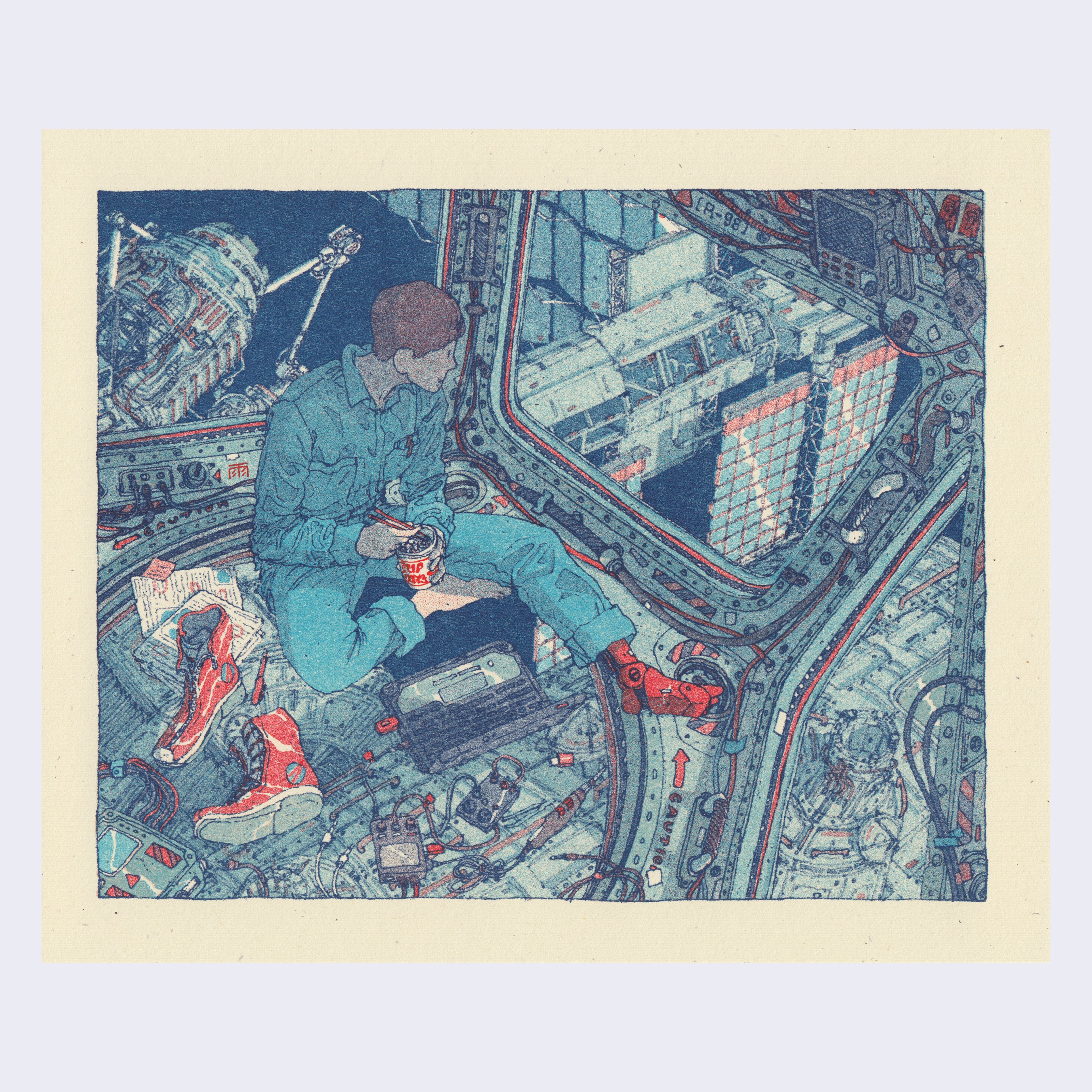 Rain Szeto - "Space Noodle" Risograph Print (Idle Moments)