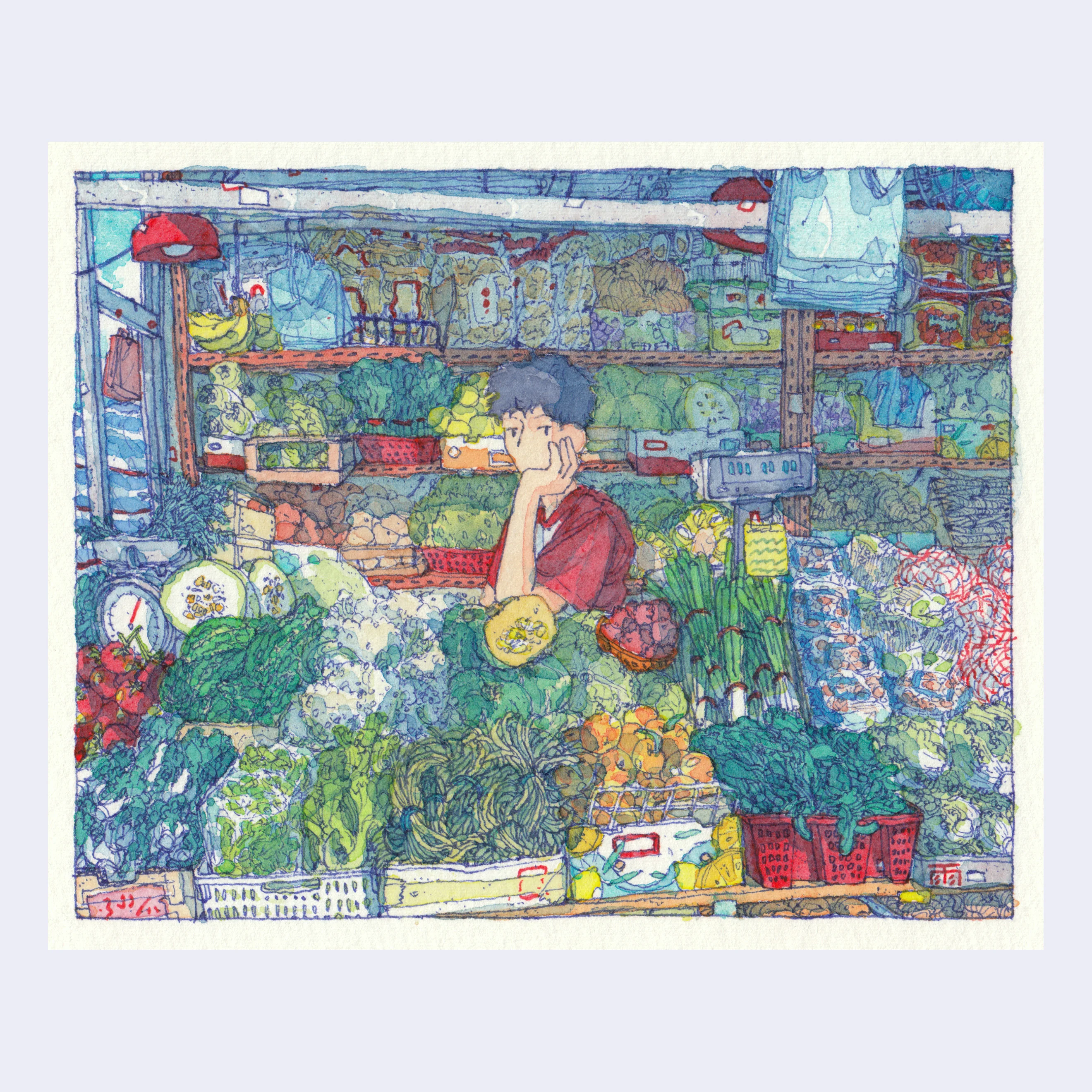Rain Szeto - Idle Moments Too - #13 - "Veggie Stall"